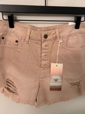 Nordstrom Tan Latte Distressed Denim Shorts